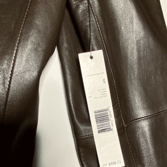 Rare NWT $898 ELIE TAHARI Jacket Size S Genuine Leather Brown Embroidery - Small - Picture 4 of 13